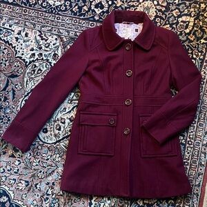 TULLE wool peacoat maroon/burgundy size L vintage single-breasted Anthropologie